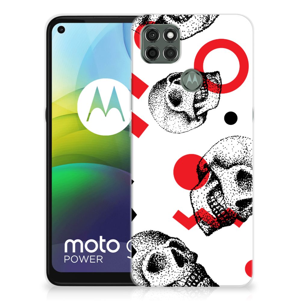 Silicone Back Case Motorola Moto G9 Power Skull Red