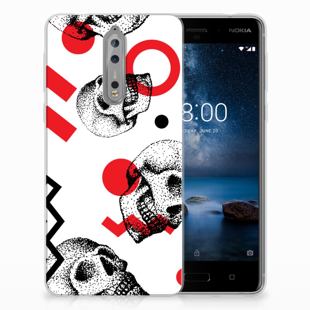 Silicone Back Case Nokia 8 Skull Red