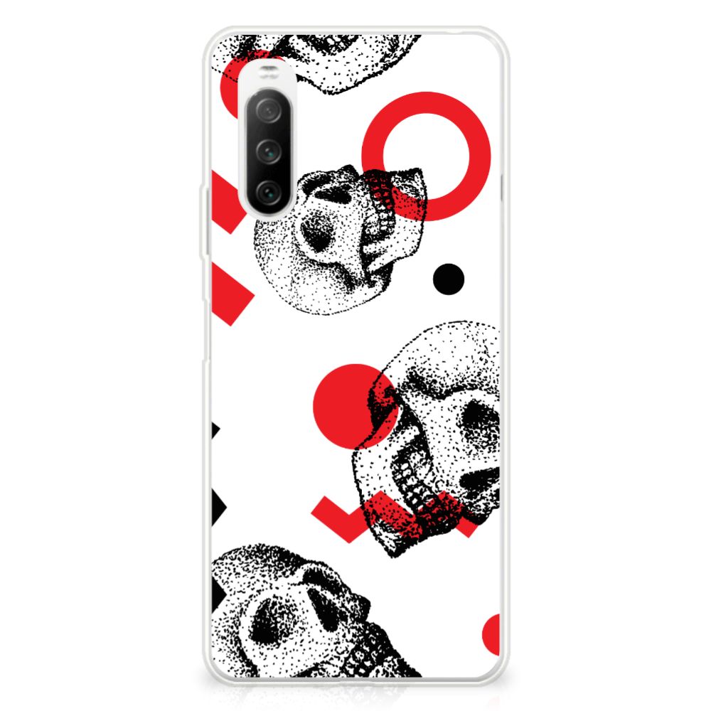 Silicone Back Case Sony Xperia 10 III Skull Red
