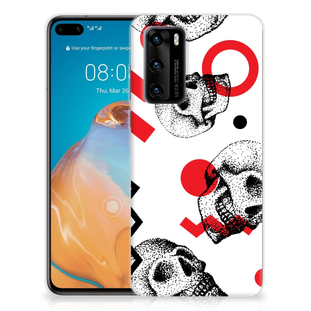 Silicone Back Case Huawei P40 Skull Red