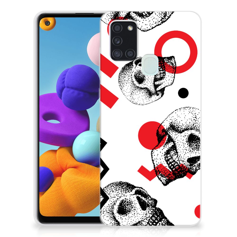 Silicone Back Case Samsung Galaxy A21s Skull Red