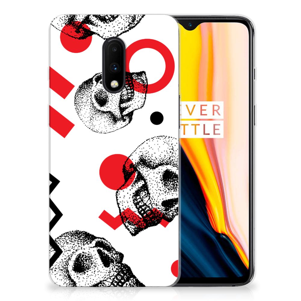 Silicone Back Case OnePlus 7 Skull Red
