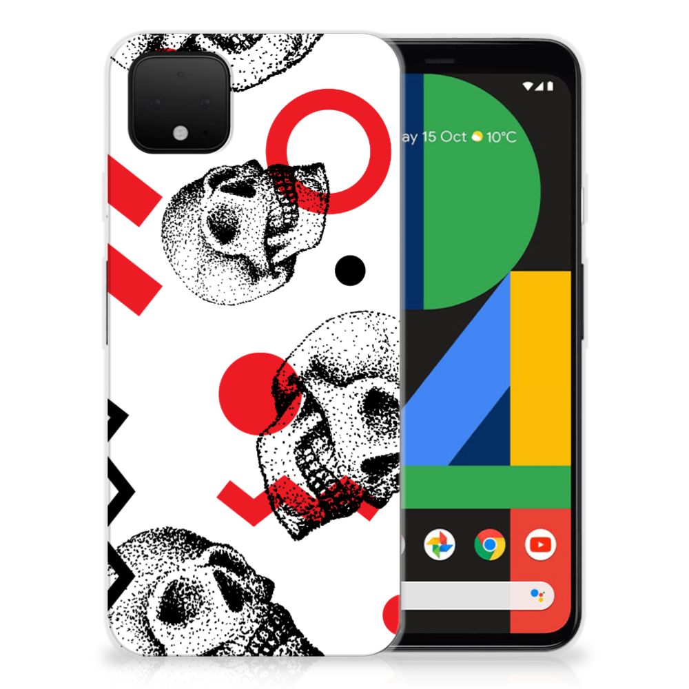 Silicone Back Case Google Pixel 4 XL Skull Red