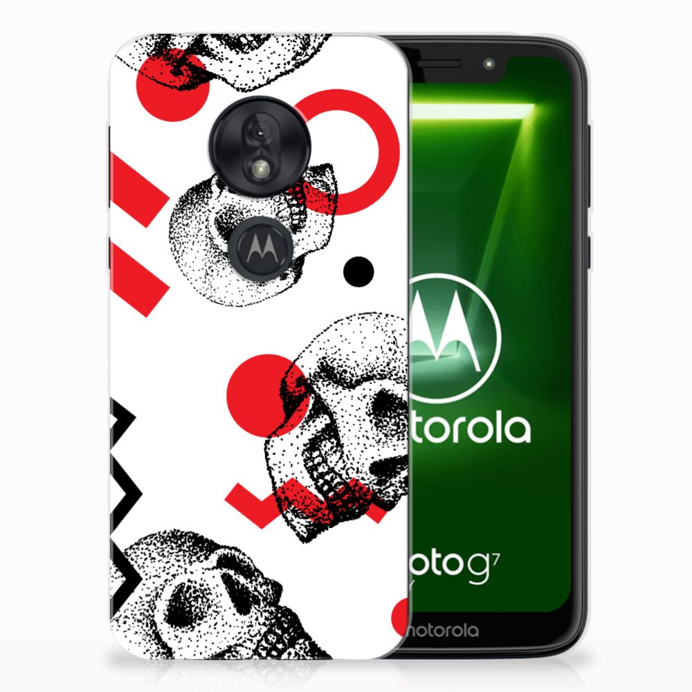 Silicone Back Case Motorola Moto G7 Play Skull Red