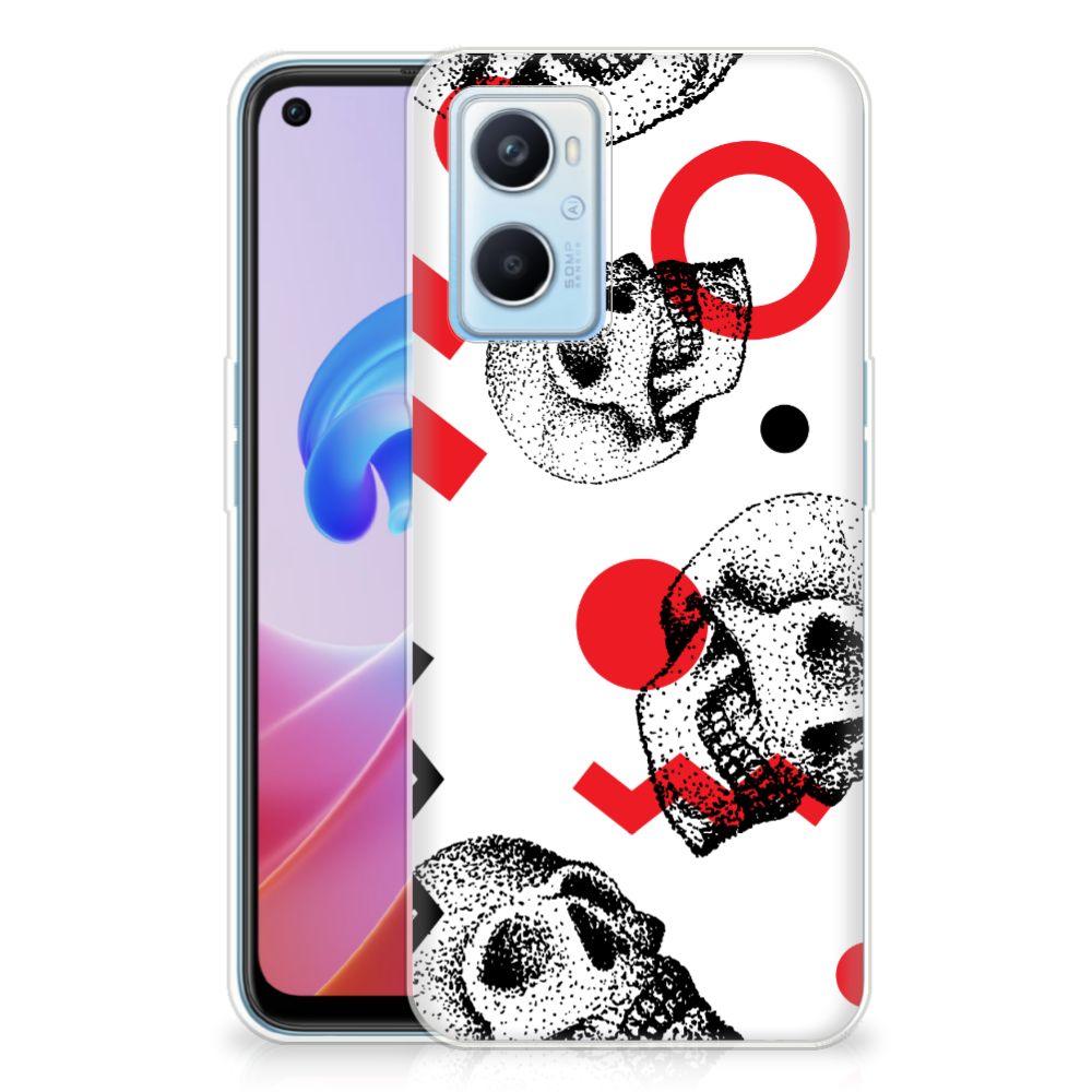 Silicone Back Case OPPO A96 | OPPO A76 Skull Red