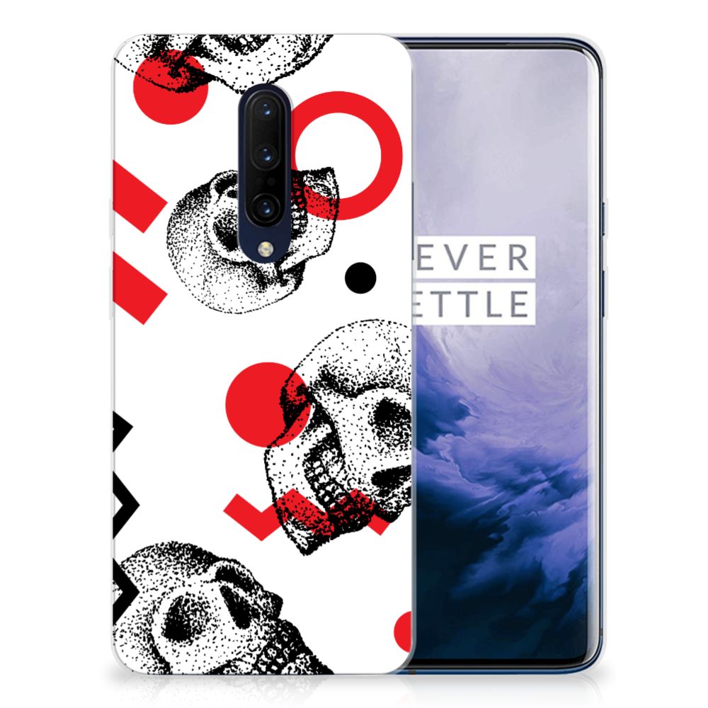 Silicone Back Case OnePlus 7 Pro Skull Red