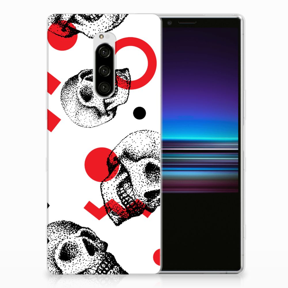 Silicone Back Case Sony Xperia 1 Skull Red