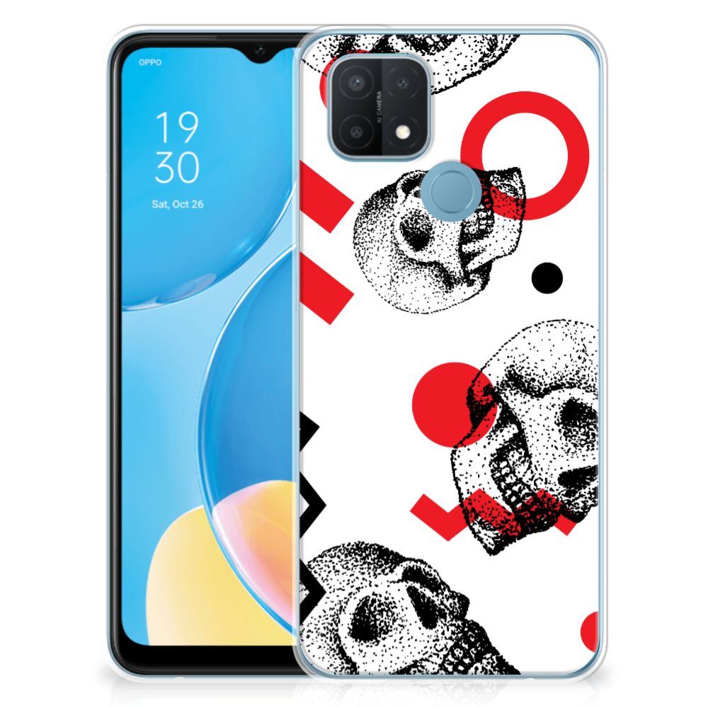 Silicone Back Case OPPO A15 Skull Red