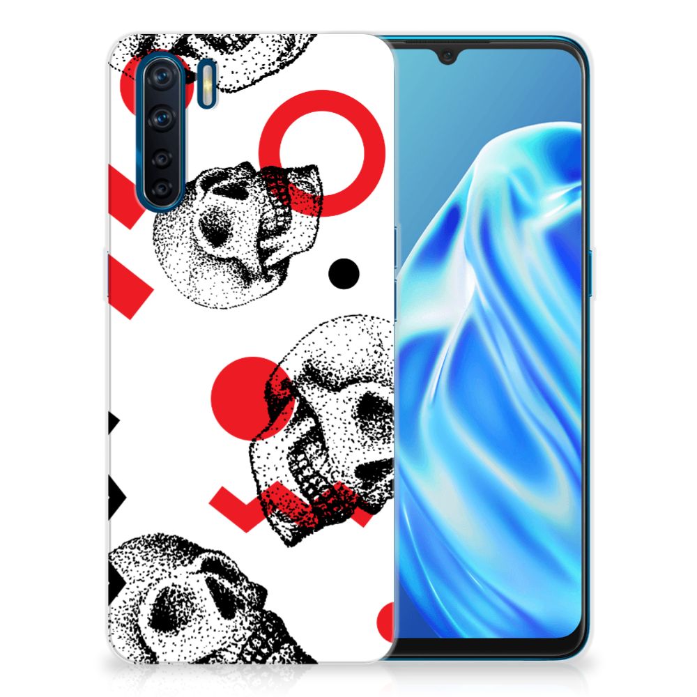Silicone Back Case OPPO A91 Skull Red