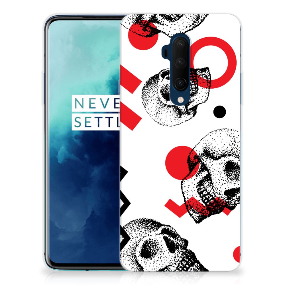 Silicone Back Case OnePlus 7T Pro Skull Red
