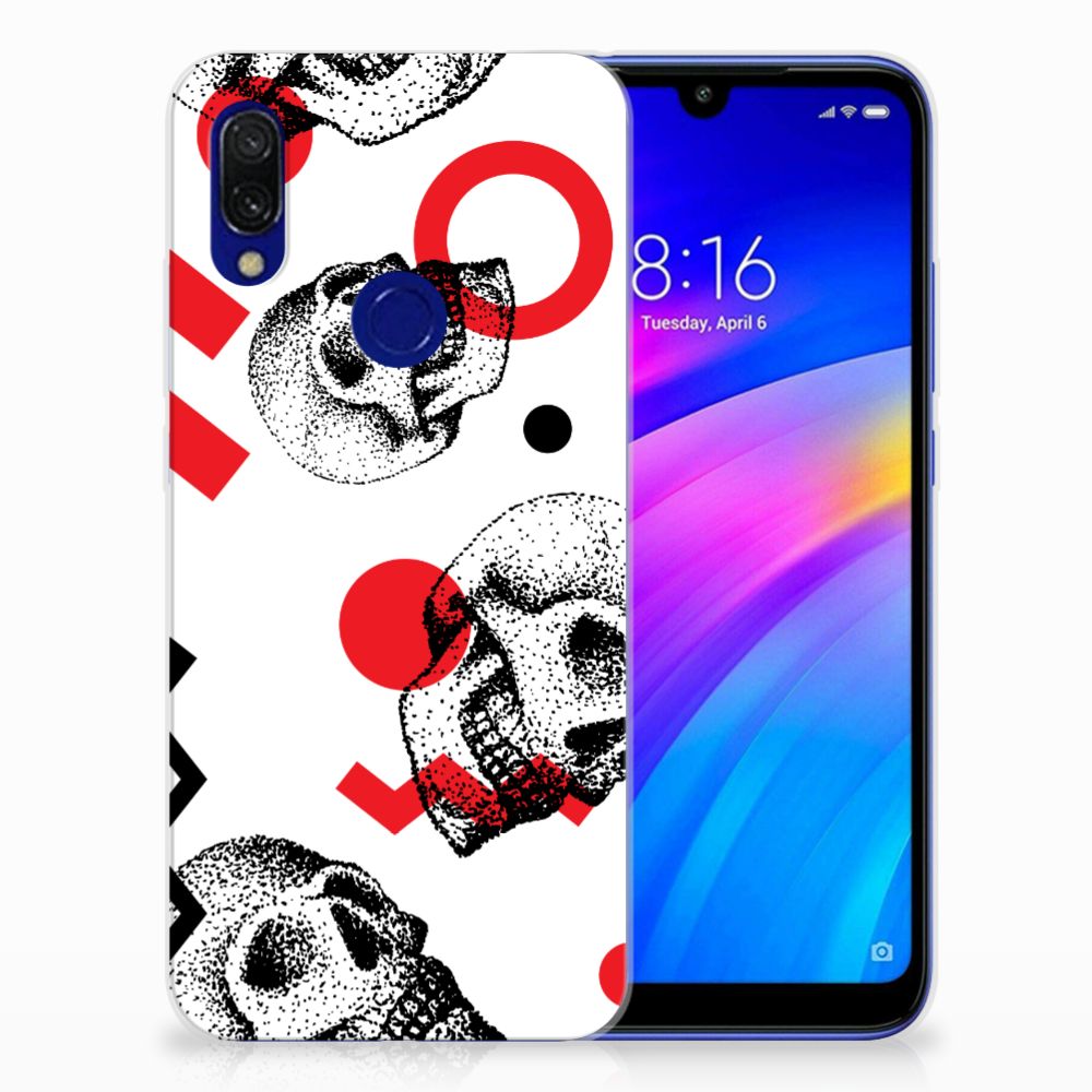 Silicone Back Case Xiaomi Redmi 7 Skull Red