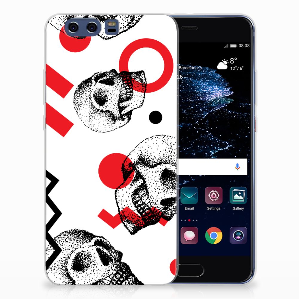 Silicone Back Case Huawei P10 Plus Skull Red