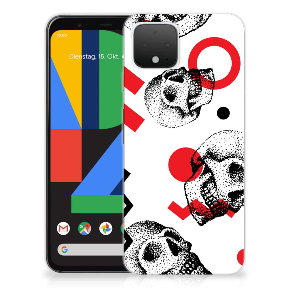 Silicone Back Case Google Pixel 4 Skull Red