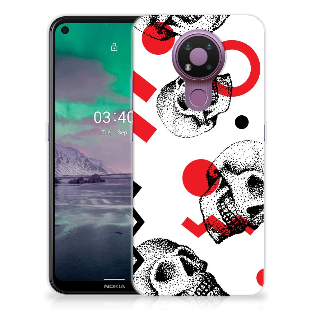 Silicone Back Case Nokia 3.4 Skull Red