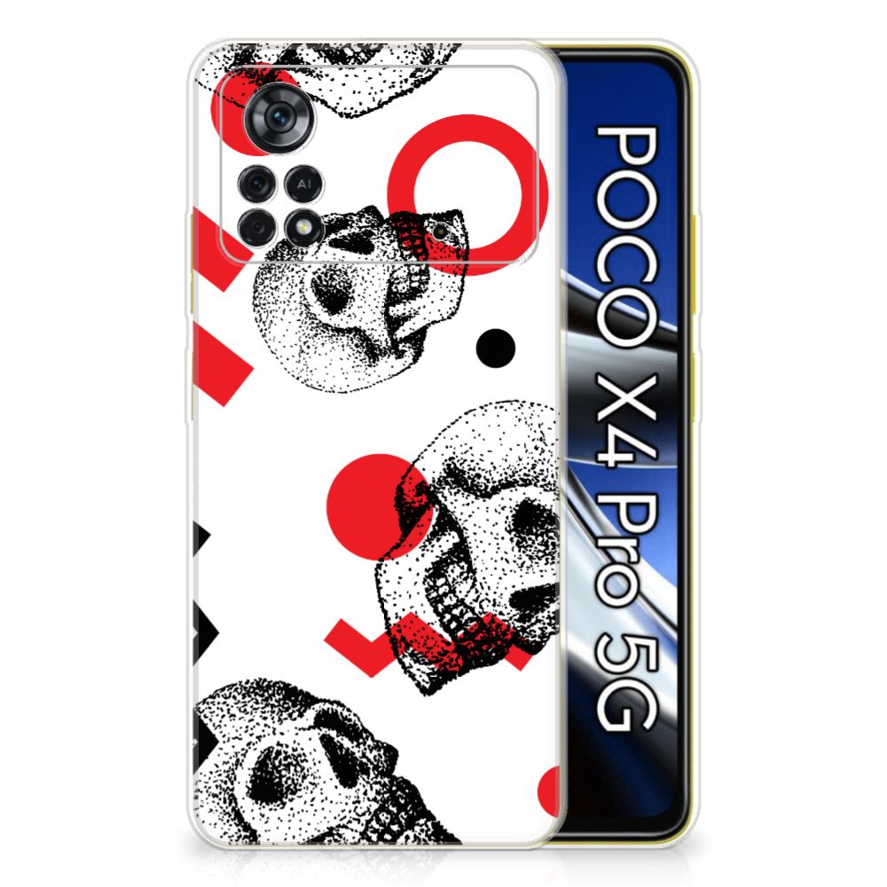Silicone Back Case Xiaomi Poco X4 Pro 5G Skull Red