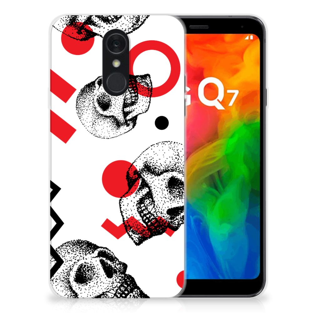 Silicone Back Case LG Q7 Skull Red