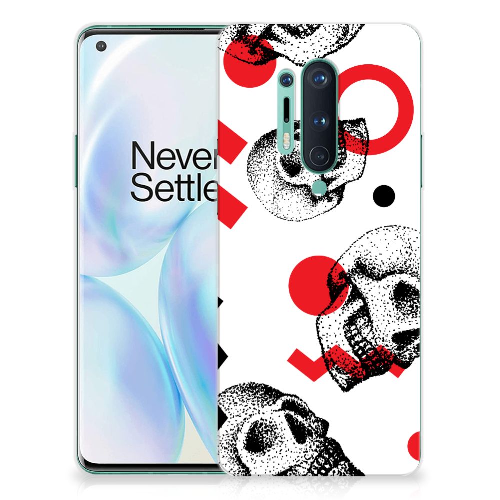 Silicone Back Case OnePlus 8 Pro Skull Red
