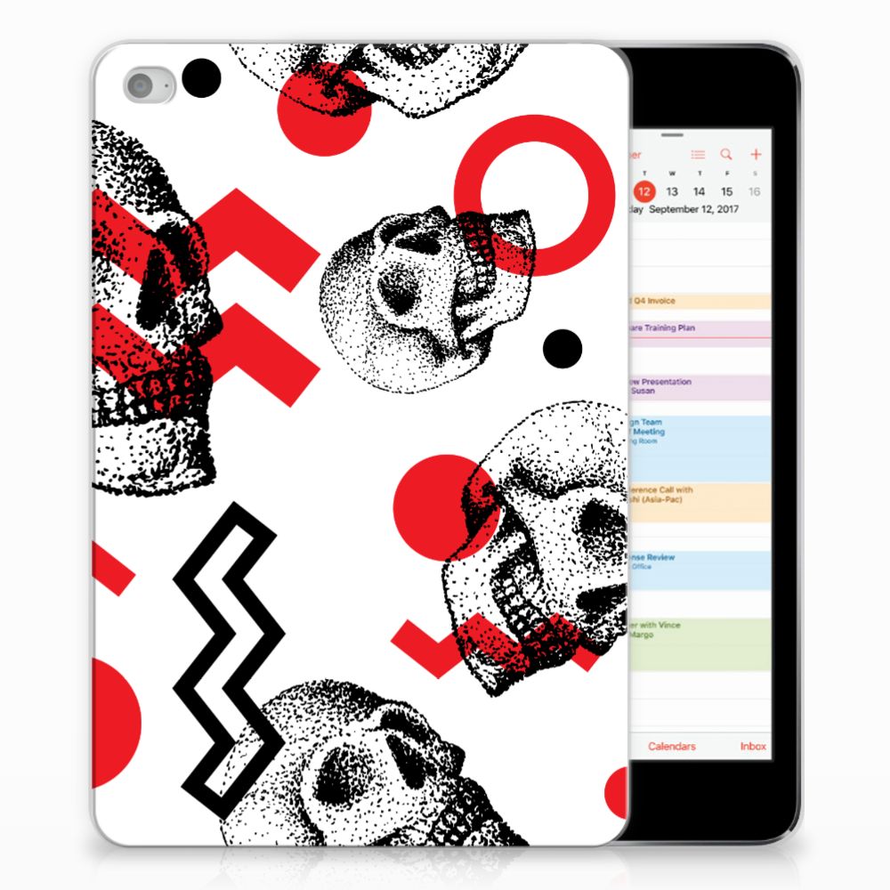 Apple iPad Mini 4 Tablethoesje Design Skull Red