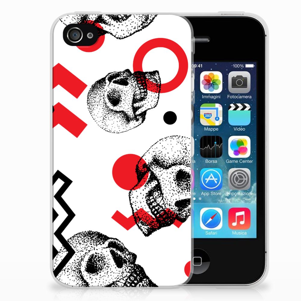 Silicone Back Case Apple iPhone 4 | 4s Skull Red