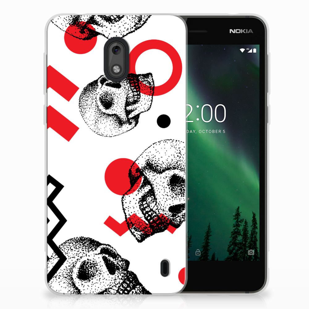 Silicone Back Case Nokia 2 Skull Red