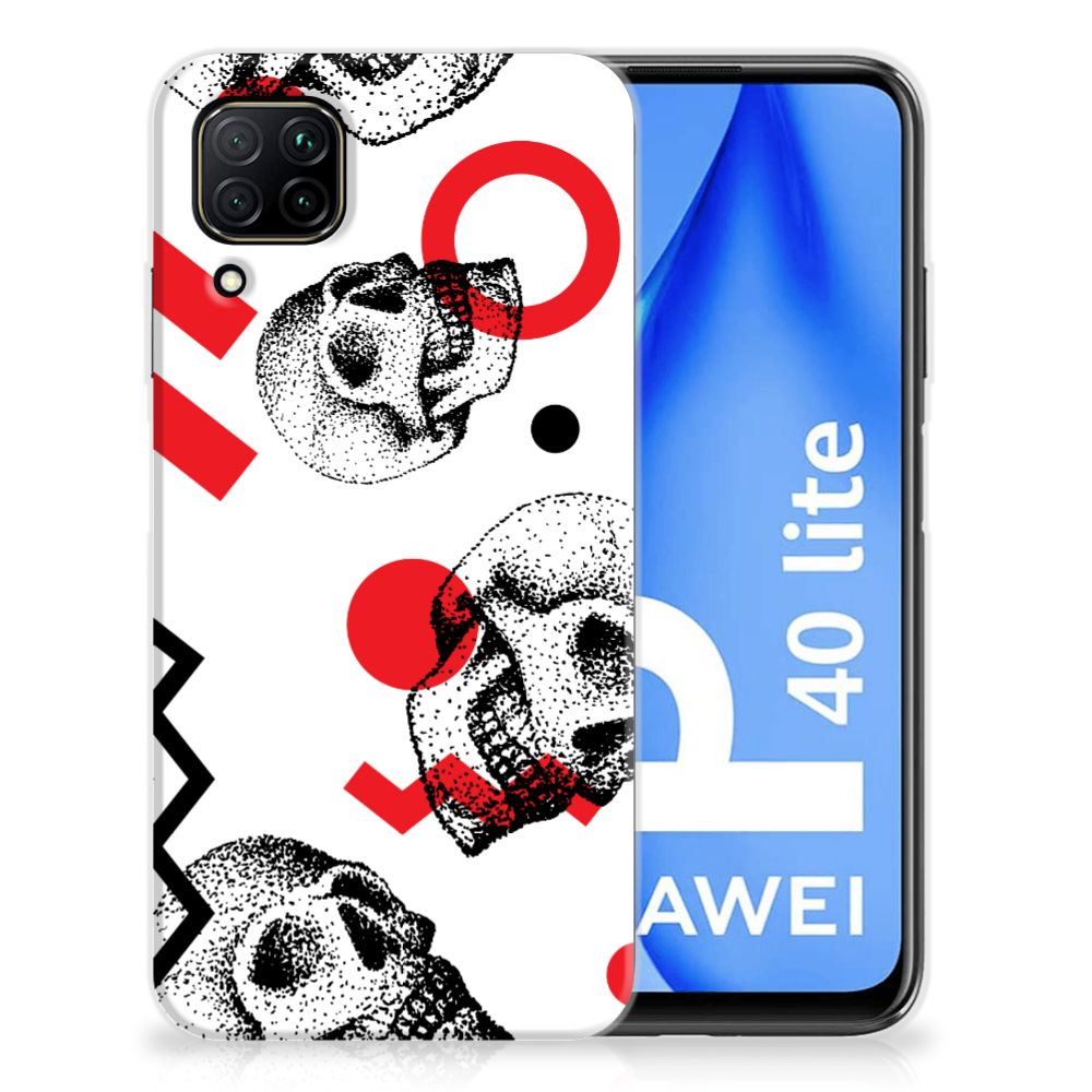 Silicone Back Case Huawei P40 Lite Skull Red