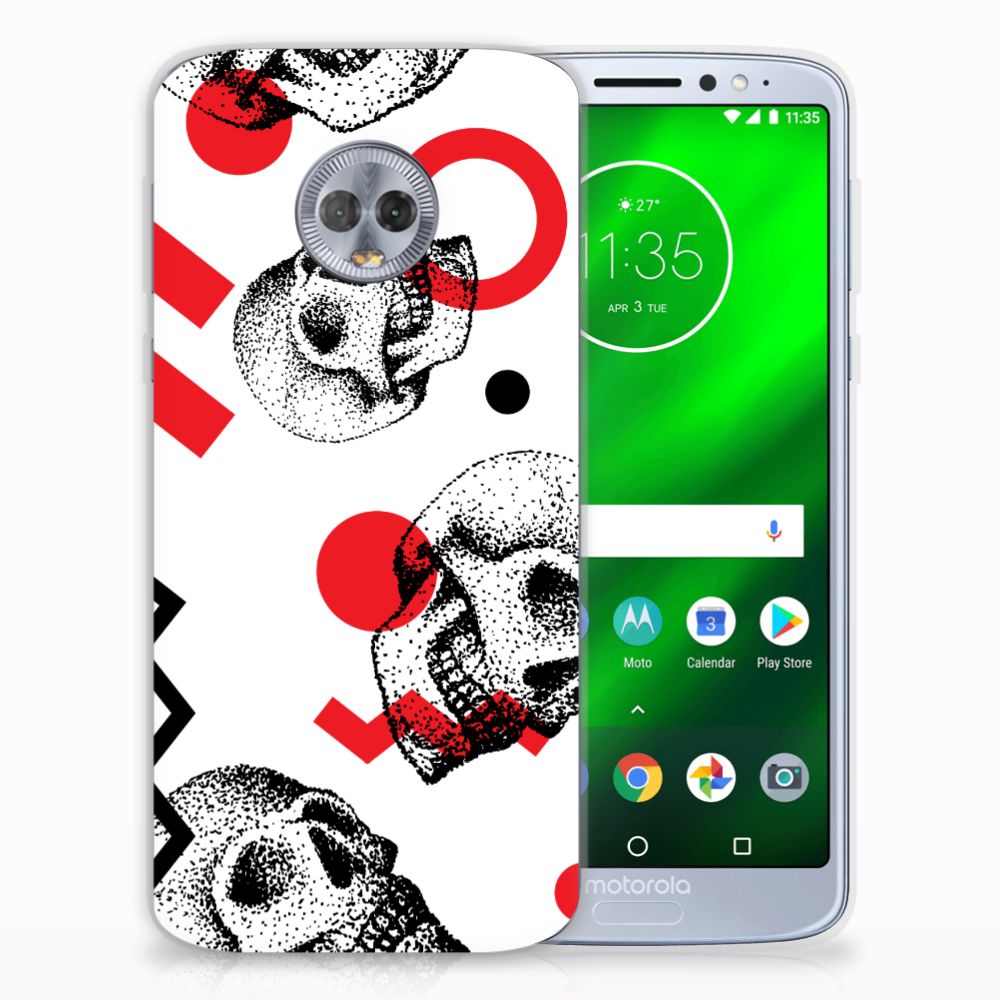 Silicone Back Case Motorola Moto G6 Plus Skull Red