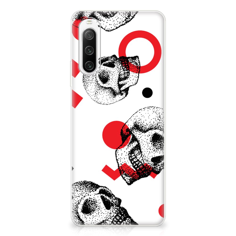 Silicone Back Case Sony Xperia 10 IV Skull Red