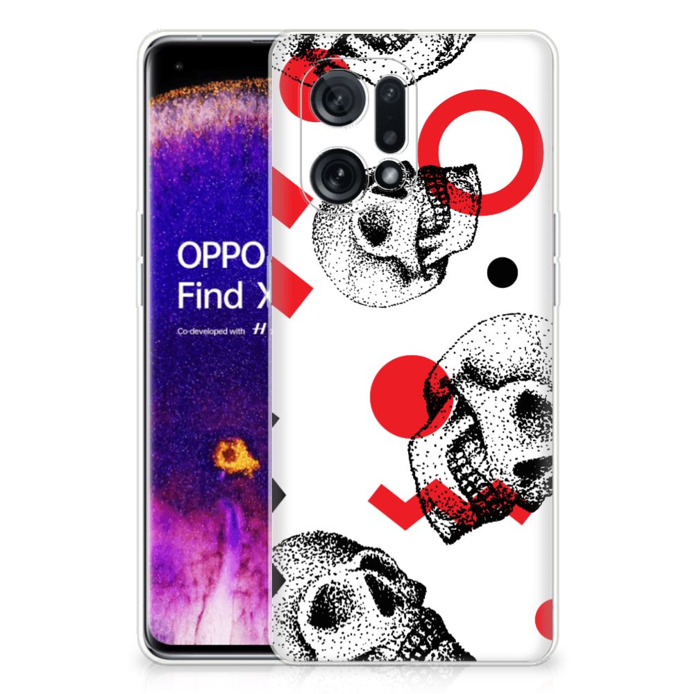 Silicone Back Case OPPO Find X5 Skull Red