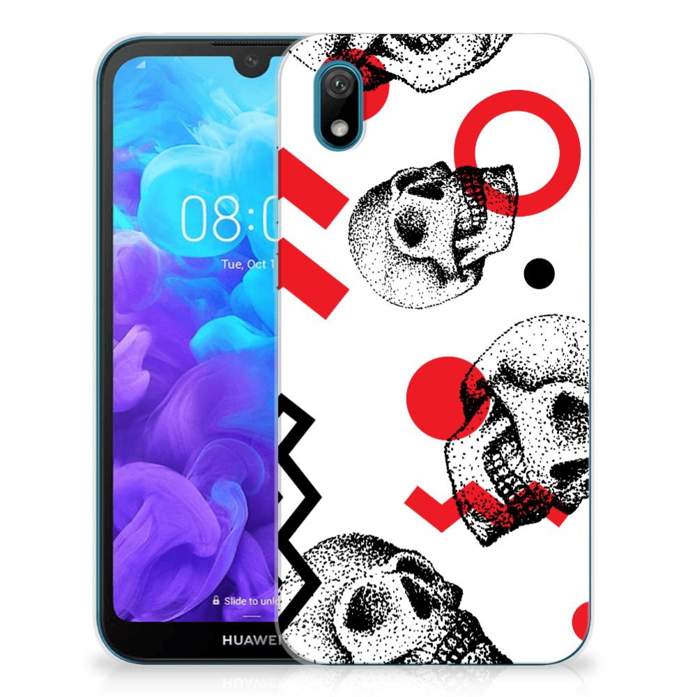 Silicone Back Case Huawei Y5 (2019) Skull Red