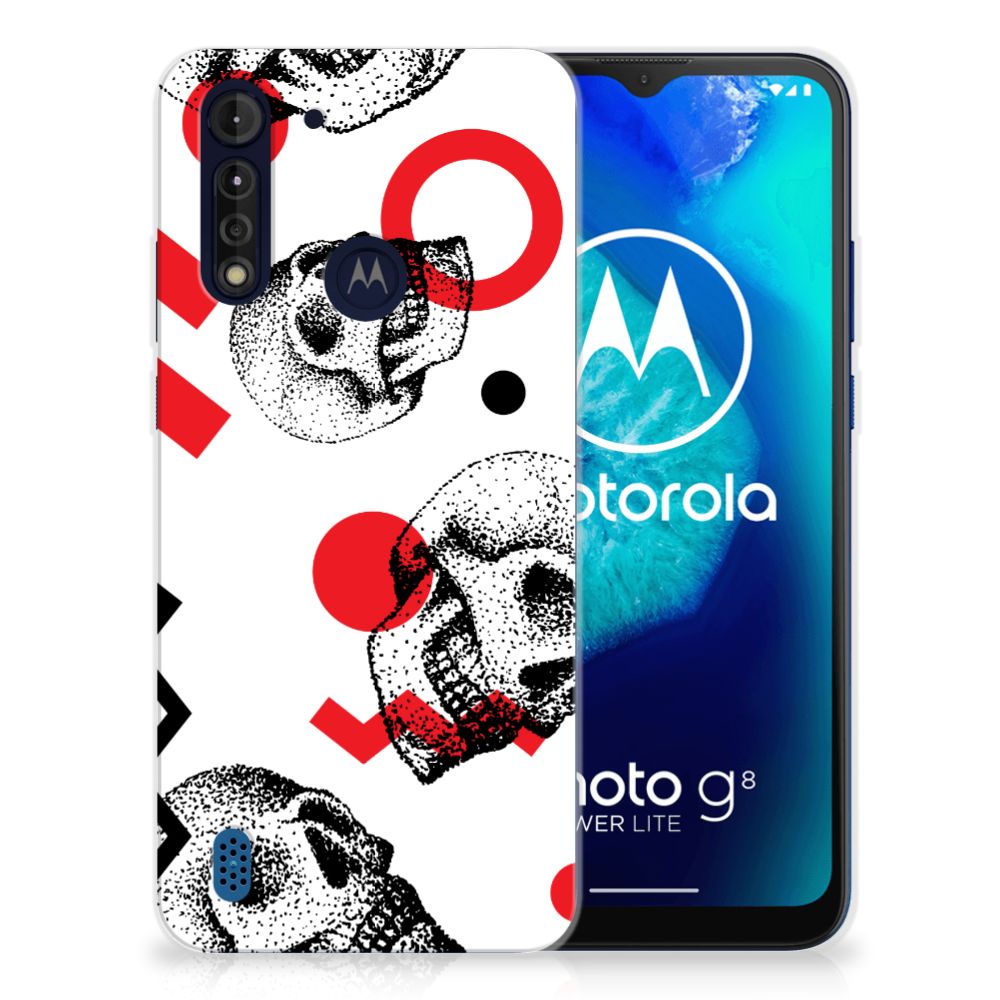 Silicone Back Case Motorola Moto G8 Power Lite Skull Red