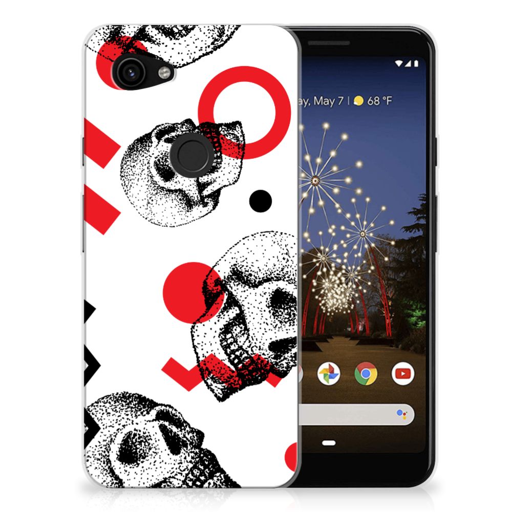 Silicone Back Case Google Pixel 3A Skull Red