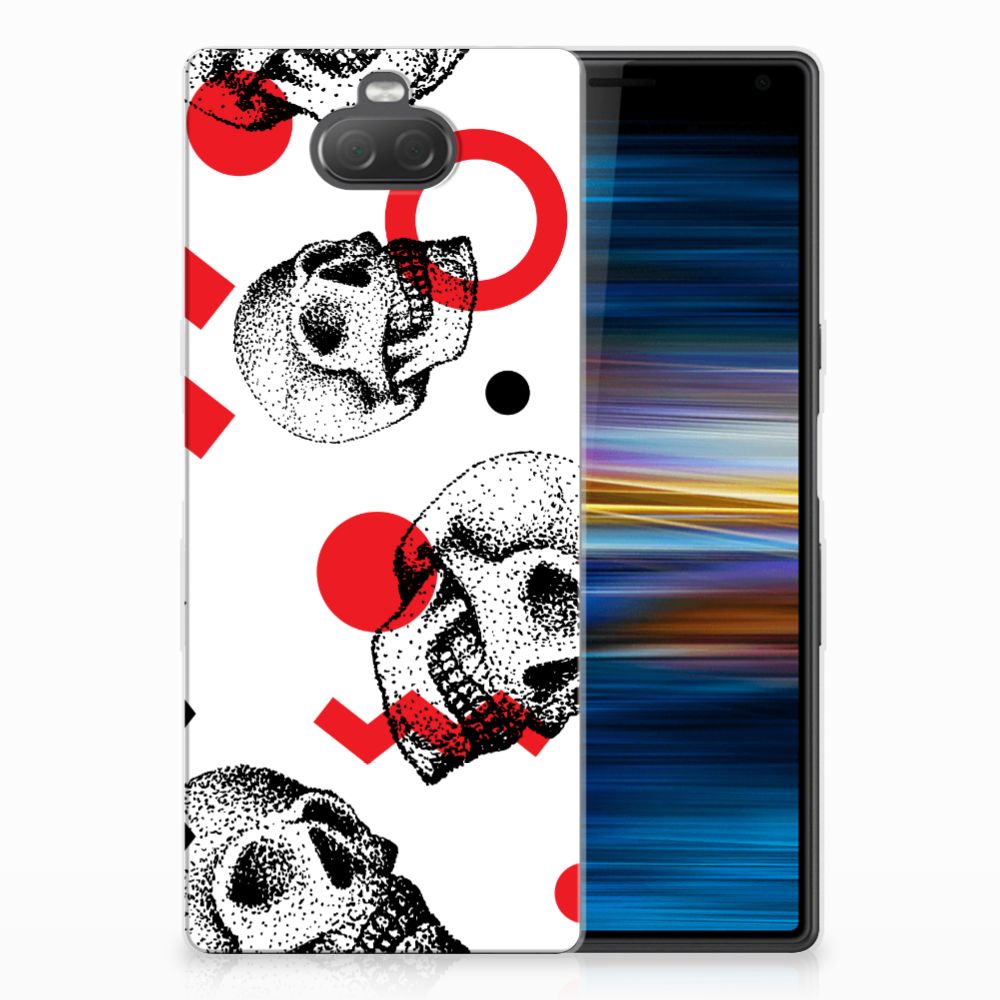 Silicone Back Case Sony Xperia 10 Plus Skull Red