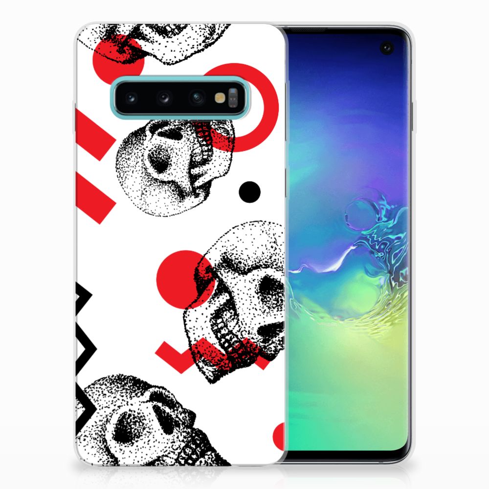 Silicone Back Case Samsung Galaxy S10 Skull Red