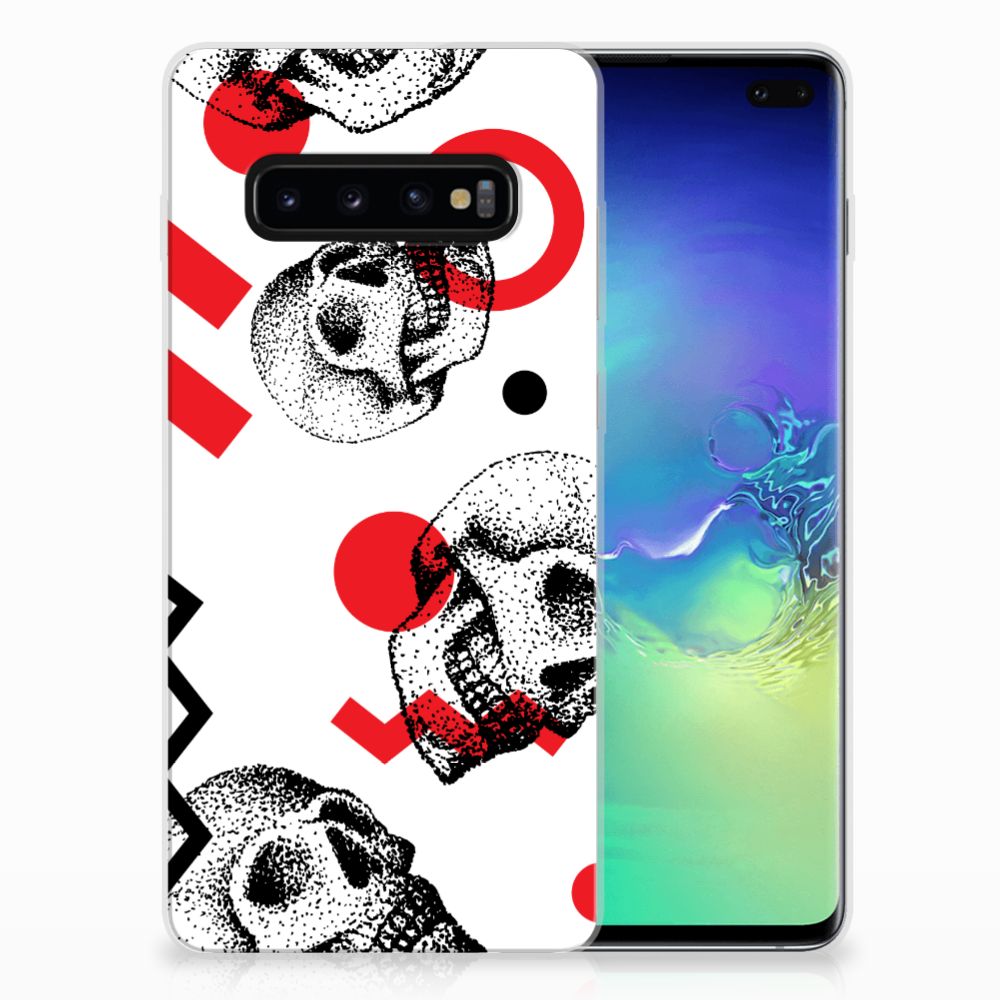 Silicone Back Case Samsung Galaxy S10 Plus Skull Red