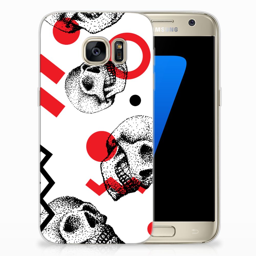 Silicone Back Case Samsung Galaxy S7 Skull Red