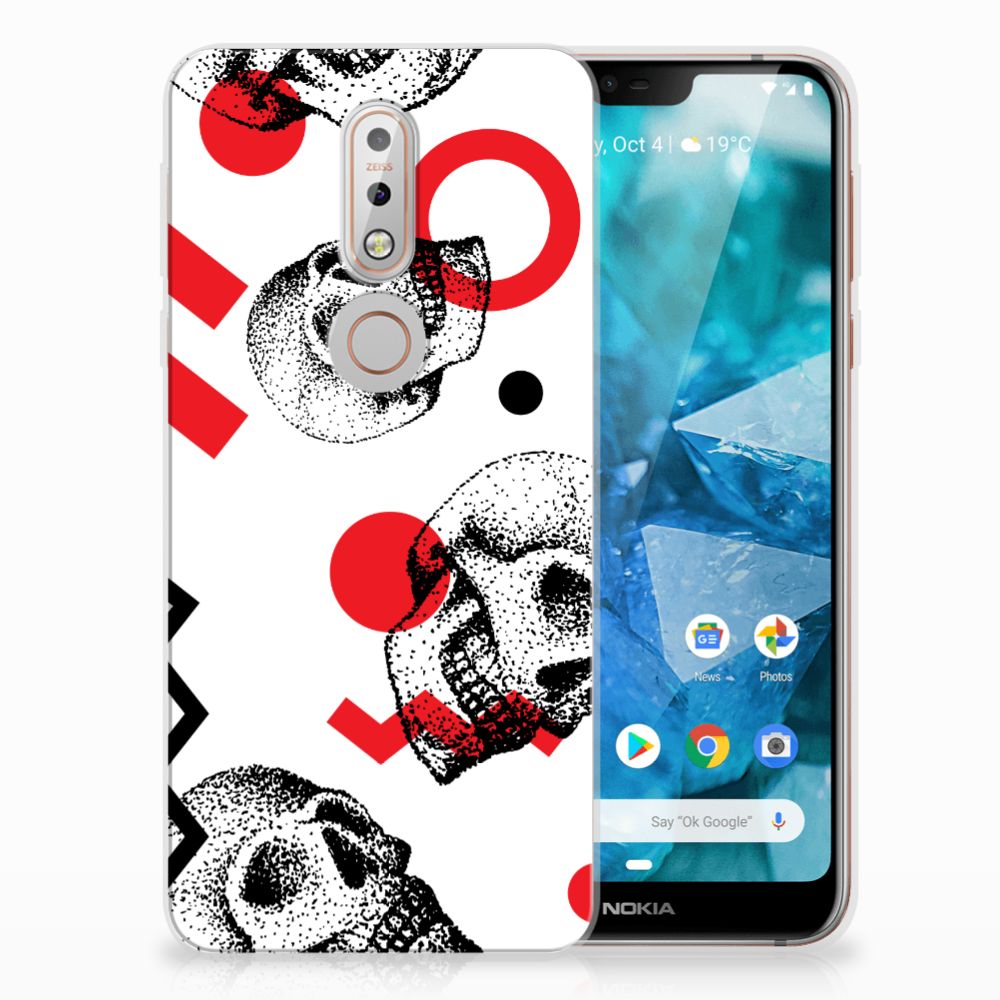 Silicone Back Case Nokia 7.1 Skull Red