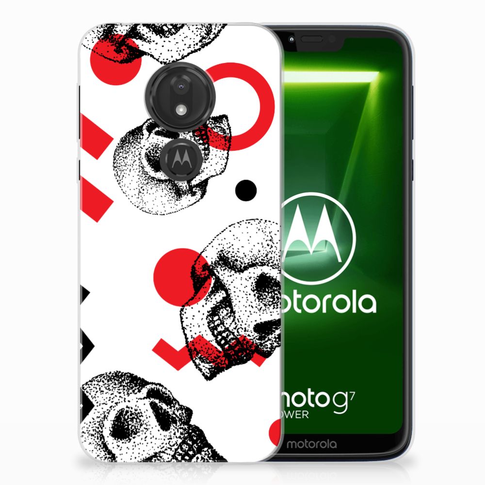 Silicone Back Case Motorola Moto G7 Power Skull Red