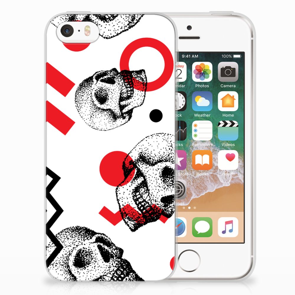 Silicone Back Case Apple iPhone SE | 5S Skull Red