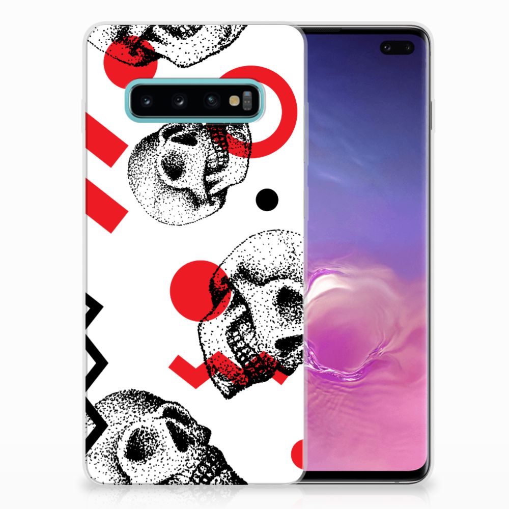 Silicone Back Case Samsung Galaxy S10 Plus Skull Red