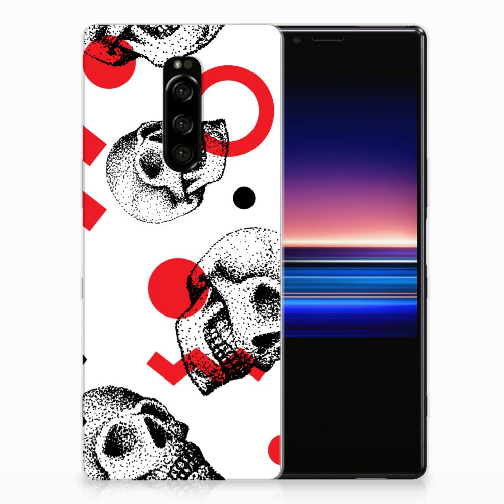 Silicone Back Case Sony Xperia 1 Skull Red