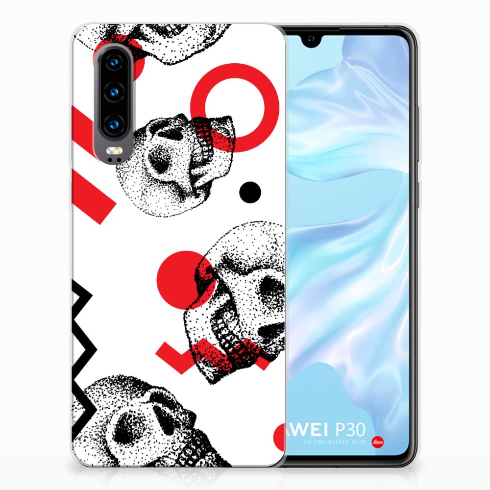 Silicone Back Case Huawei P30 Skull Red