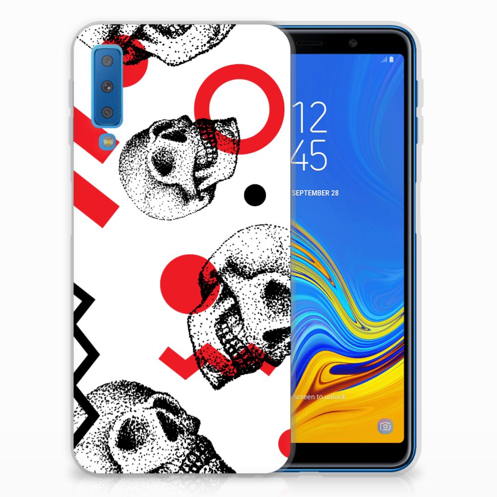 Silicone Back Case Samsung Galaxy A7 (2018) Skull Red