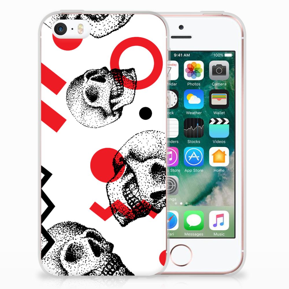 Silicone Back Case Apple iPhone SE | 5S Skull Red