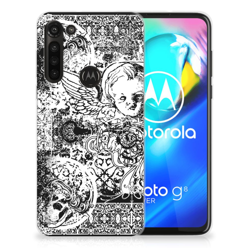 Silicone Back Case Motorola Moto G8 Power Skulls Angel