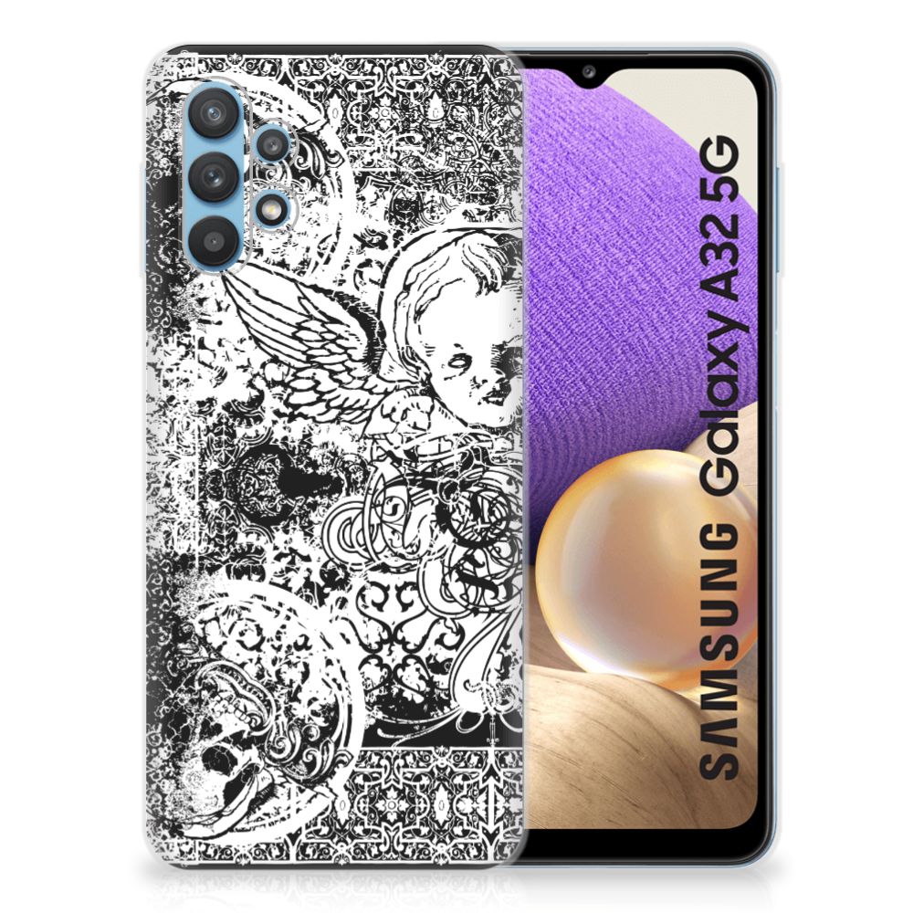 Silicone Back Case Samsung Galaxy A32 5G Skulls Angel