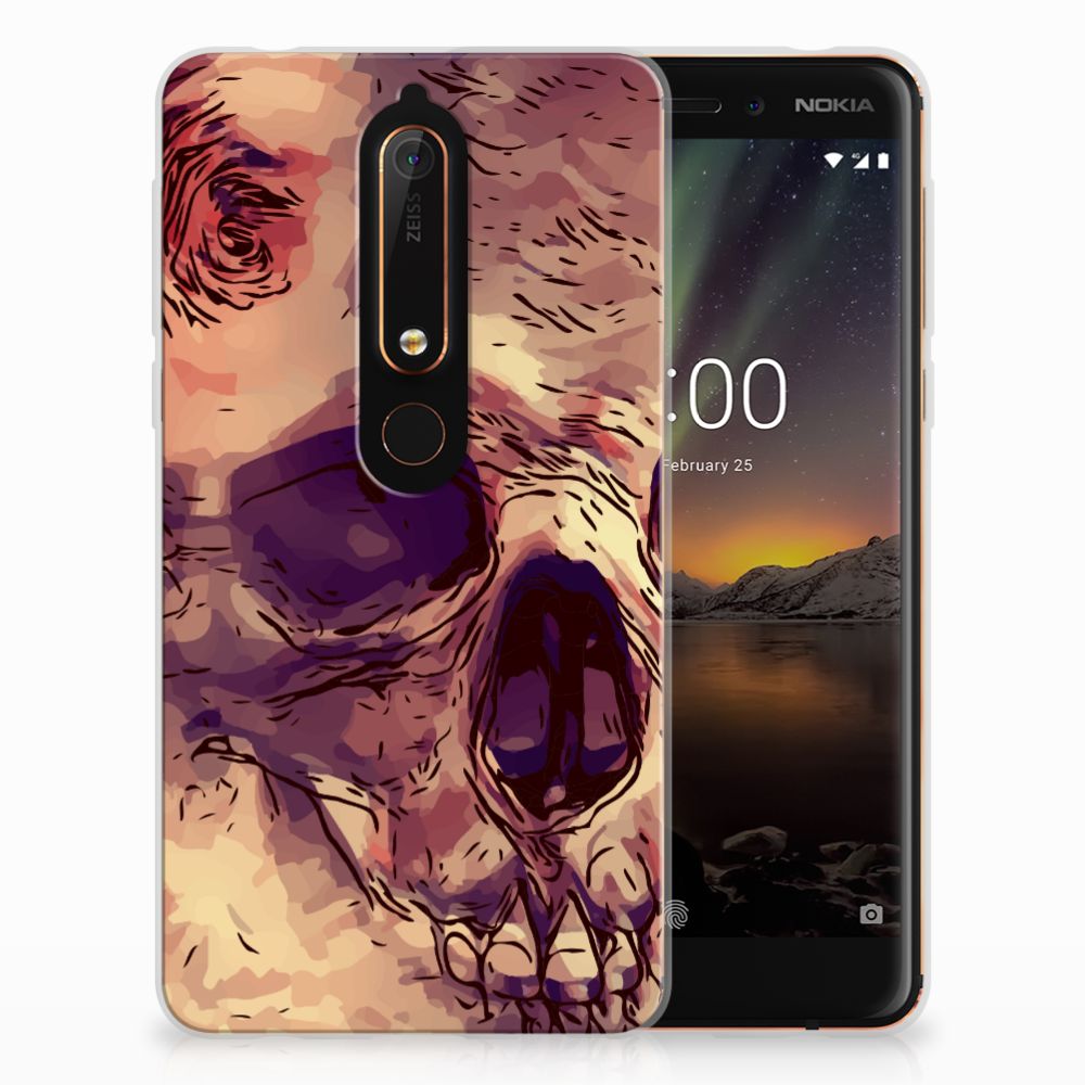 Silicone Back Case Nokia 6 (2018) Skullhead