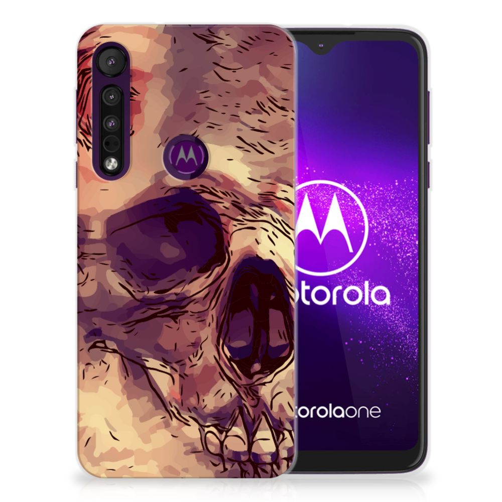 Silicone Back Case Motorola One Macro Skullhead