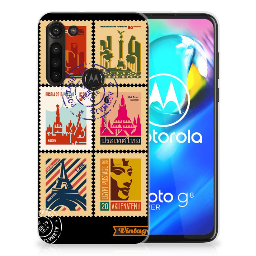 Motorola Moto G8 Power Siliconen Back Cover Postzegels