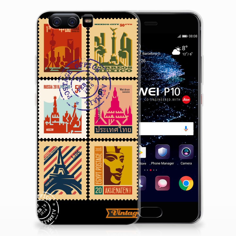 Huawei P10 Siliconen Back Cover Postzegels