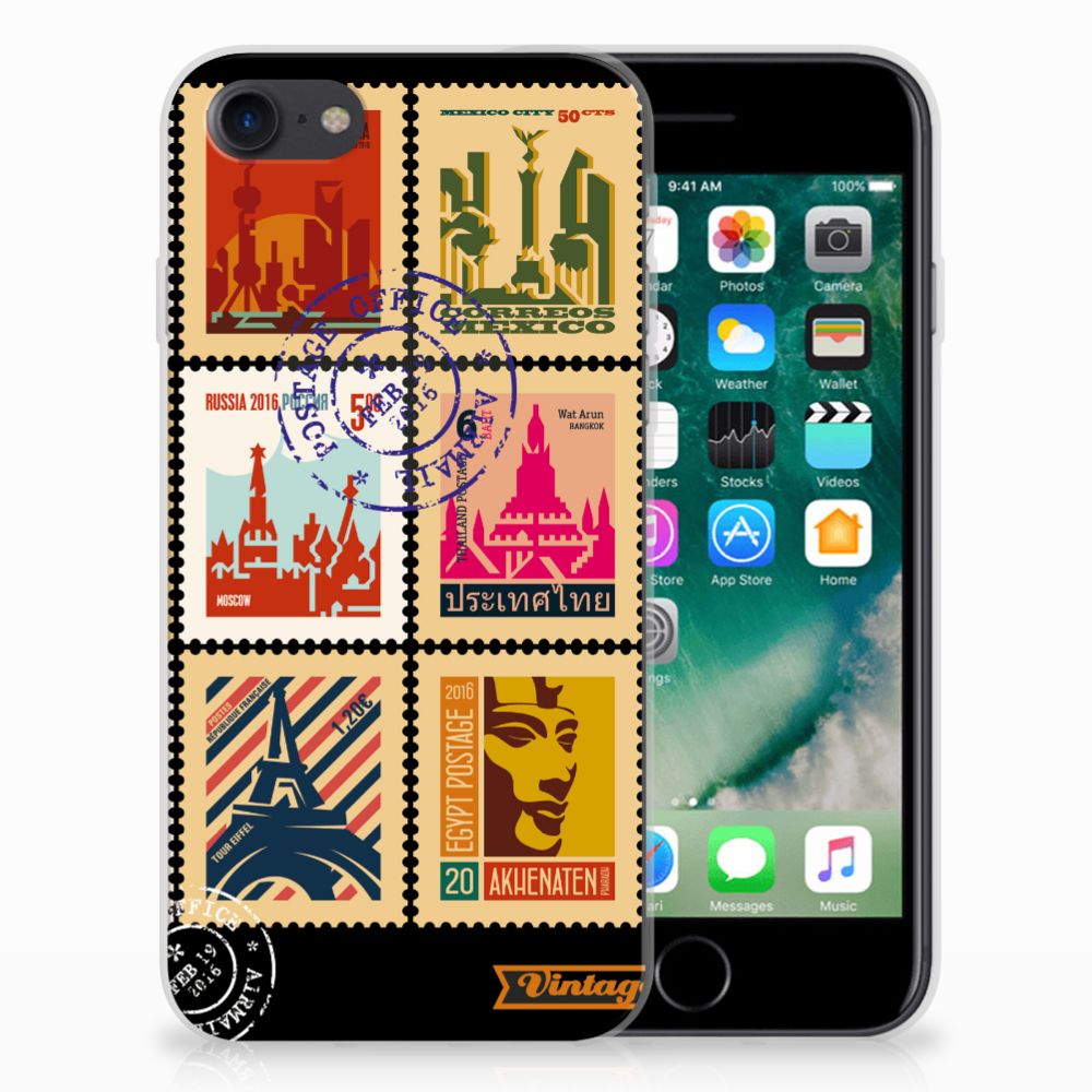 Apple iPhone 7 | 8 Uniek TPU Hoesje Postzegels